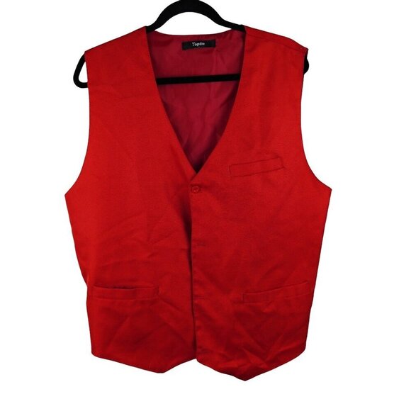 Red Toptie Mens Adjustable Back Satin Lined Vest - Picture 1 of 5